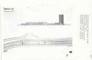 Busbahnhof West, Berlin-Westend (Diplomarbeit bei Willy Kreuer): Gleiskörper, Stadtautobahn, Schnitte 1:500