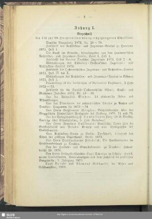 Anhang I. Verzeichniß der bis zur 80. Hauptversammlung eingegangenen Schriften