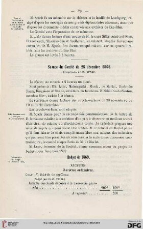 Séance du Comité du 28 décembre 1868