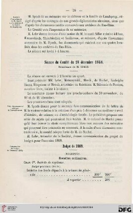 Séance du Comité du 28 décembre 1868