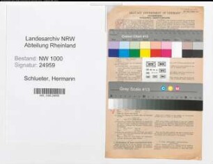 Entnazifizierung Hermann Schlueter, geb. 07.07.1887 (Techn.Angest.)