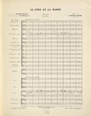 La lyre & la harpe : ode ; poésie de Victor Hugo, paroles allemandes de Hermann Wolff ; soli, choeur & orchestre ; op. 57