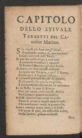 Capitulo Dello Stivale Terzetti Del Cavalier Marino.