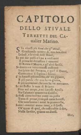 Capitulo Dello Stivale Terzetti Del Cavalier Marino.