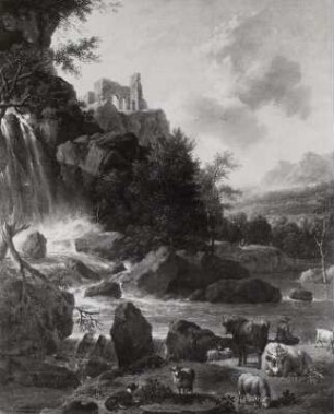 Südliche Landschaft mit Wasserfall