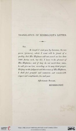 Translation of Rembrandt's Letter