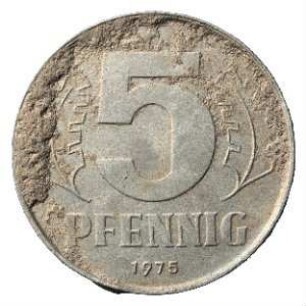 Fundmünze, 5 Pfennig, 1975