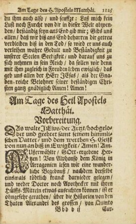 Am Tage des Heil Apostels Matthäi.