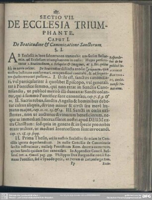 Sectio VII. De Ecclesia Triumphante