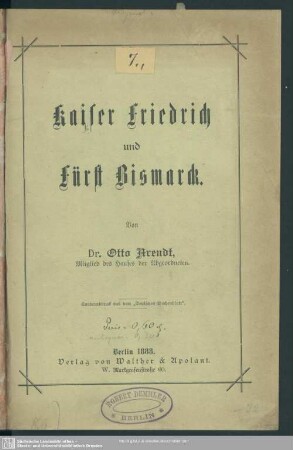 Kaiser Friedrich und Fürst Bismarck