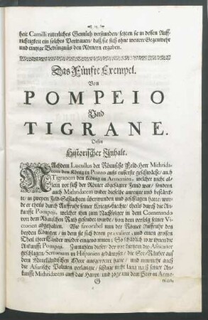 Das Fünfte Exempel. Von Pompeio Und Tigrane.