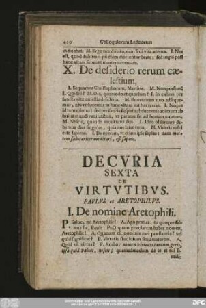 Decuria Sexta De Virtutibus.