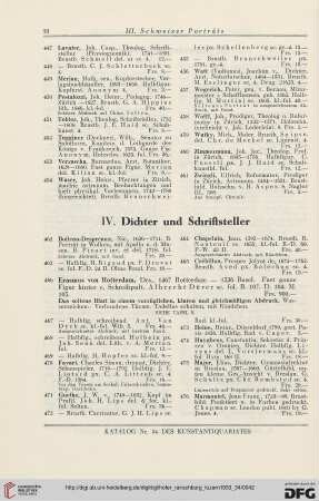 IV. Dichter und Schriftsteller (Nr. 462-487)