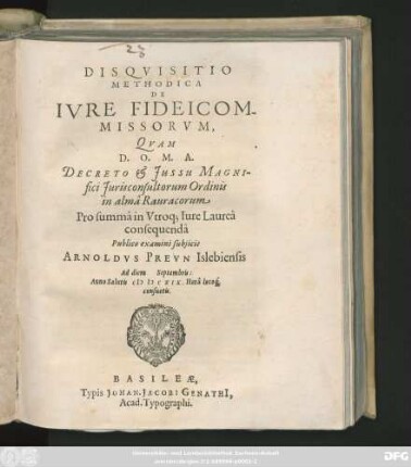 Disquisitio Methodica De Iure Fideicommissorum