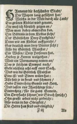 Hannover die berhümbte Stadt/ Dis Wapen lang geführet hat ...