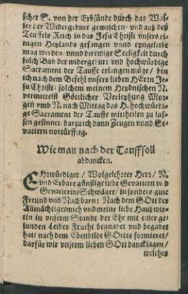 Wie man nach der Tauff soll abdancken.