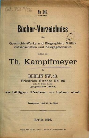 Bücher-Verzeichniss. 346. 1893