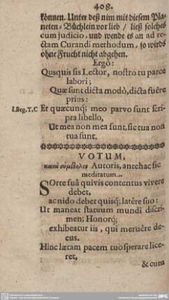 VOTUM, [....] [....] Autoris, antehac sic meditatum.