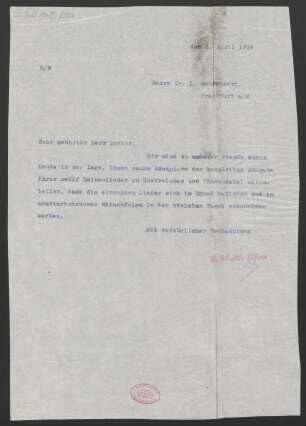 Brief an Ludwig Rottenberg : 08.04.1914