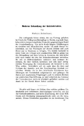 Moderne Behandlung der Geisteskrankheiten