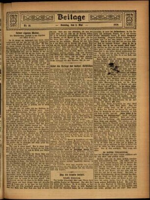 Zweite Ausgabe vom Sonntag, den 02. Mai 1920.