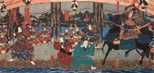 Naozane trifft Atsumori bei der Brücke | Aus dem Kabuki-Schauspiel Keimendes Grün auf dem Schlachtfeld von Ichinotani