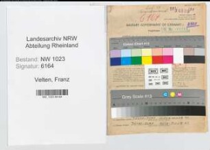 Entnazifizierung Franz Velten , geb. 06.07.1897 (Verw.Angest.)