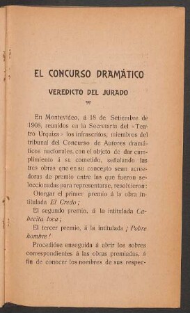 El concuros dramático : Veredicto del jurado
