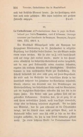 514-515 [Rezension] Le Catholicisme et Protestantisme dans le pays de Montbeliard