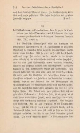 514-515 [Rezension] Le Catholicisme et Protestantisme dans le pays de Montbeliard