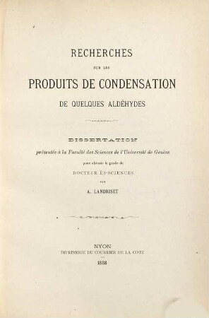 Recherches sur les produits de condensation de quelques aldéhydes