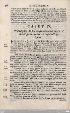 CAPUT IV. De mulitplici, et varia reflexione unius objecti, e duobus speculis planis, diversimode oppositis.