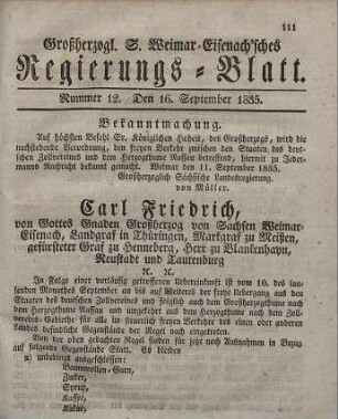 Nr. 12 : 16. September 1835