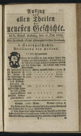 XLII. Stück. Coburg, den 17. Oct. 1753.