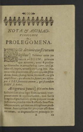 Notae & Animadversiones in Prolegomena.