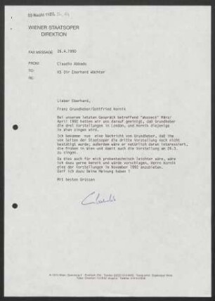 Brief an Eberhard Wächter, 26.04.1990