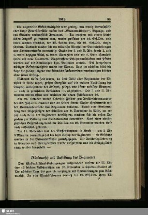 Rückmarsch und Auflösung des Regiments