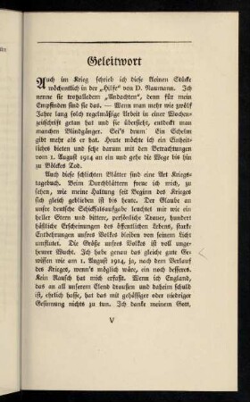 V-VI, Geleitwort