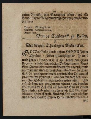 II. Der dreyen Theologen Bedencken.
