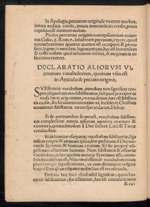 Declaratio Aliorum Vicinorum vocabulorum, quorum usus est in Articulo de peccato orignis.