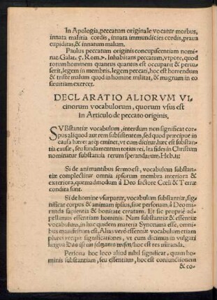 Declaratio Aliorum Vicinorum vocabulorum, quorum usus est in Articulo de peccato orignis.
