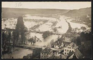 386, (Tübingen. Alleenbrücke bei Hochwasser).