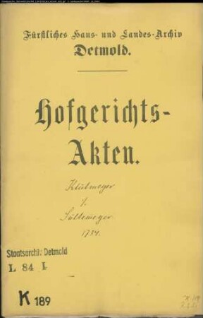 Klütemeier im Klüt gegen Sültemeier - Schuldforderung