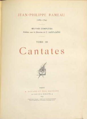 Oeuvres complètes, 3. Cantates