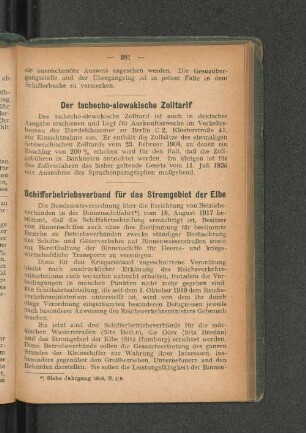 Der tschecho-slowakische Zolltarif