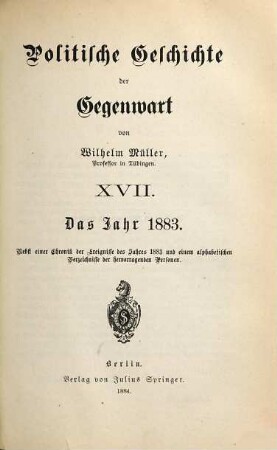 Politische Geschichte der Gegenwart. 17. 1883 (1884)