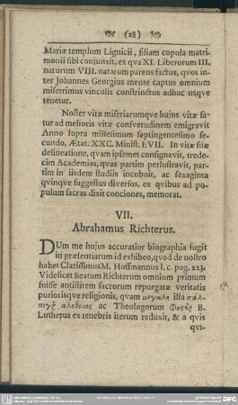 VII. Abrahamus Richterus