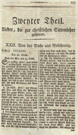 Zweyter Theil. Lieder, die zur christlichen Sittenlehre gehören.