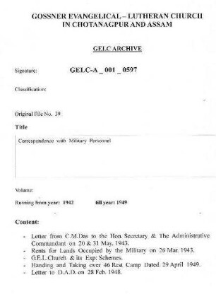 Correspondence with Military Personnel