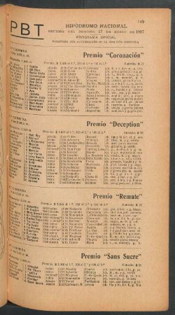 Hipódromo Argentino - Reunión del Domingo 27 de Enero de 1907 - Programa oficial